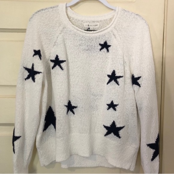 Lou u0026 Grey | Sweaters | Lou Grey For Loft Star Sweater White And Blue Size  Medium | Poshmark